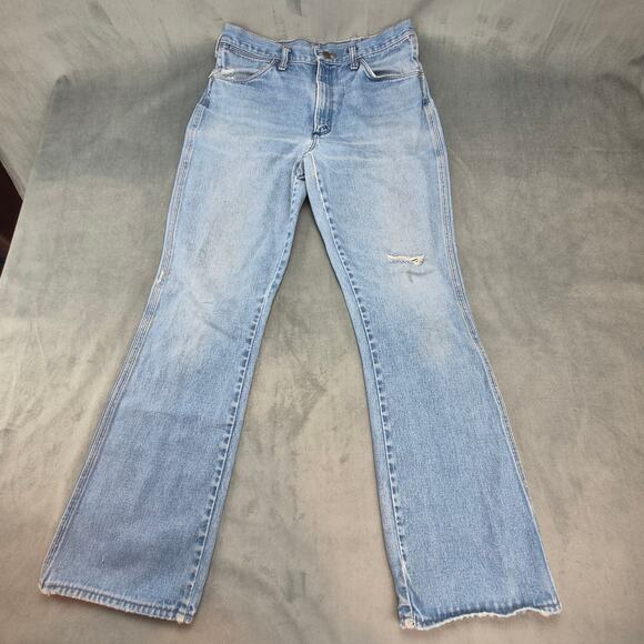 Vintage Wrangler 82611NV Boot Cut Western Cowboy Distressed Thrashed Denim 32x31 - Picture 3 of 13